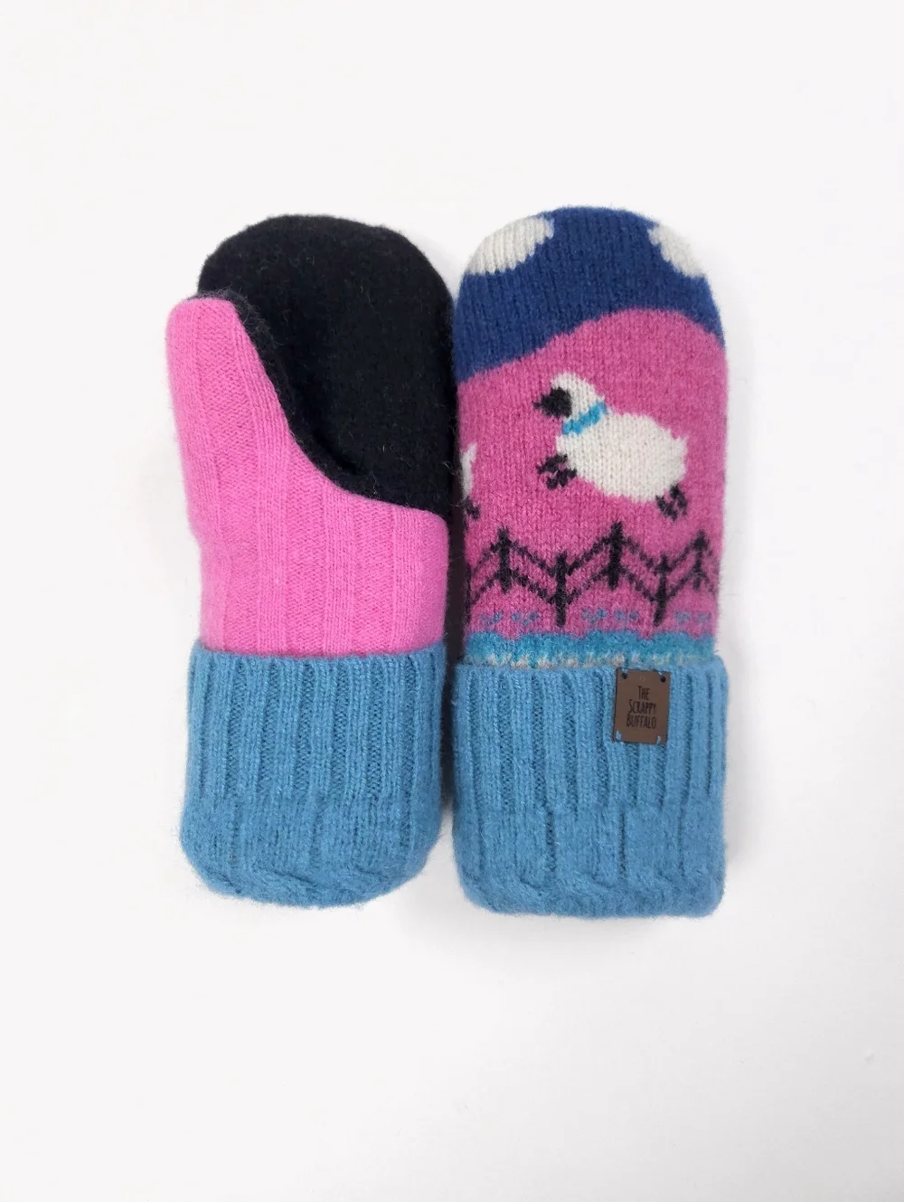 Upcycled Pink Sheep Wool Sweater Mittens: Double Fleece Lined (Adult XS/S)